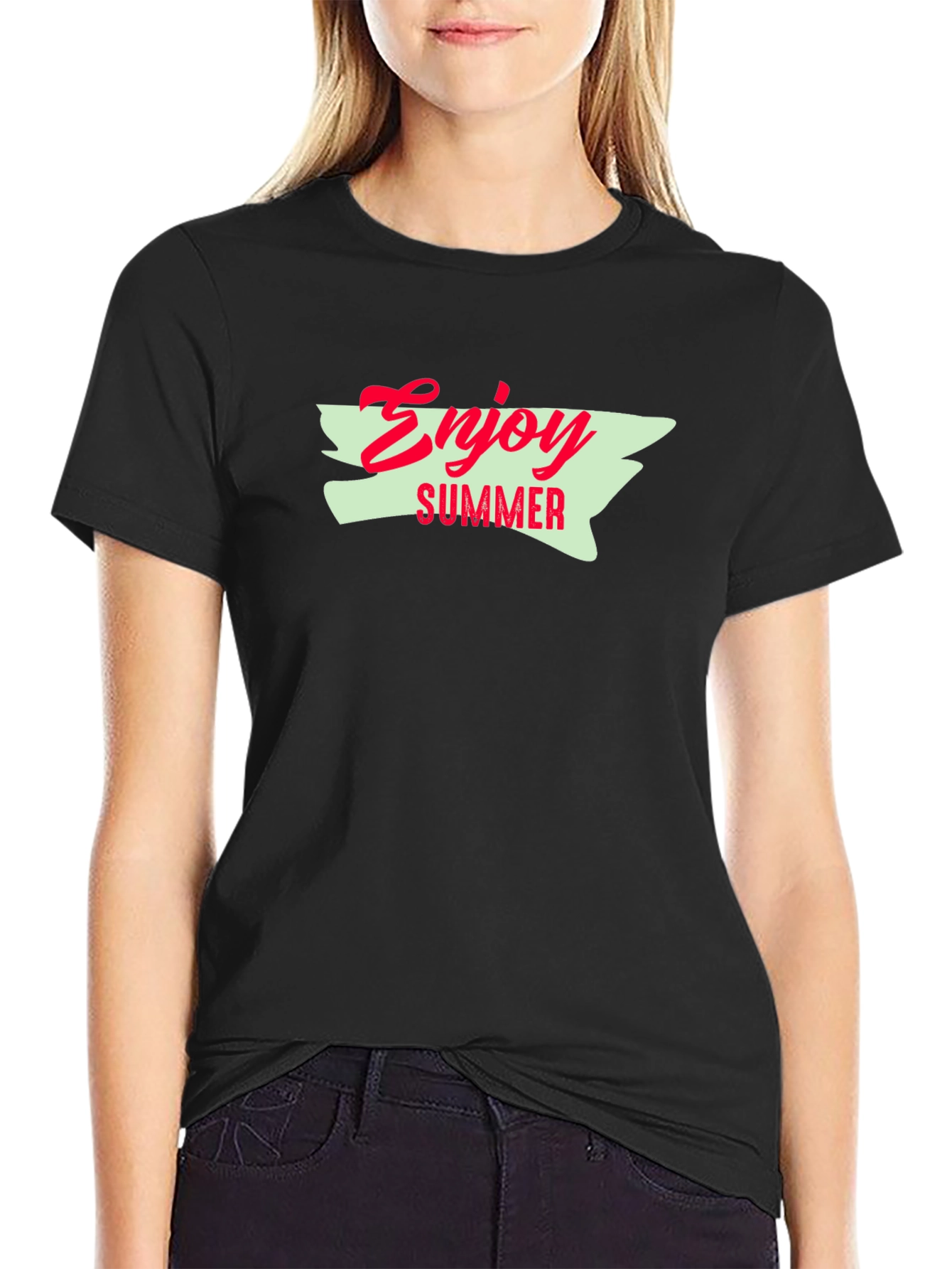 Enjoy Summer Graphic Tee - Black Cotton T-Shirt