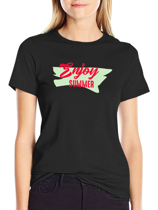 Enjoy Summer Graphic Tee - Black Cotton T-Shirt