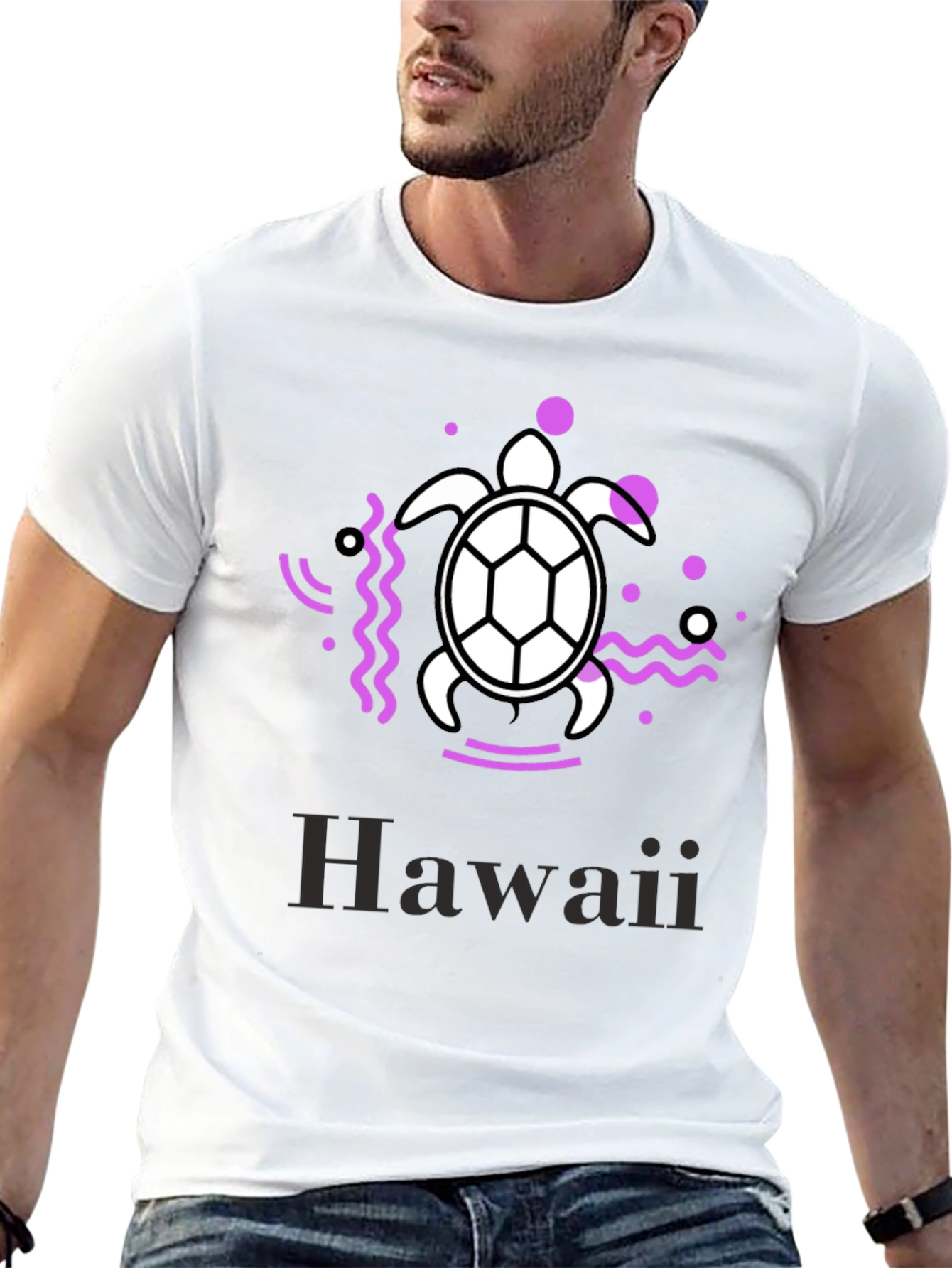 Hawaii Turtle Graphic Tee - Black Casual T-Shirt