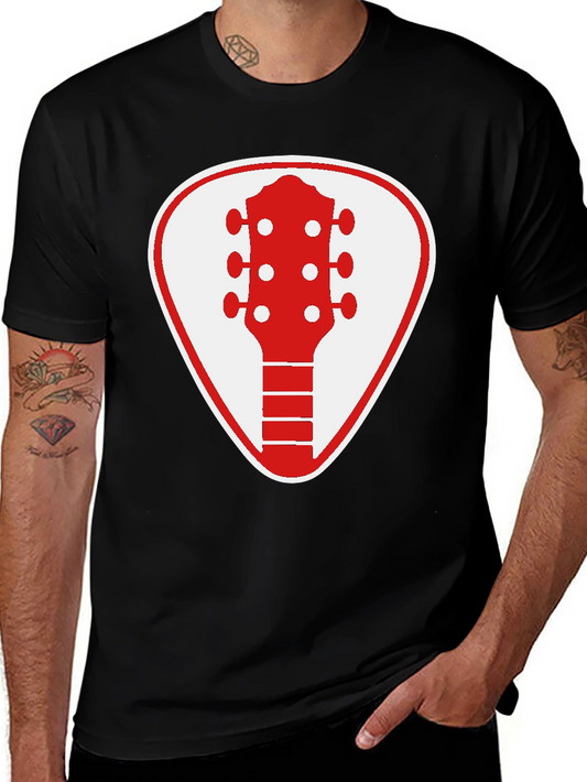 Guitar Pick Graphic Tee - Rocker Style Black Shirt