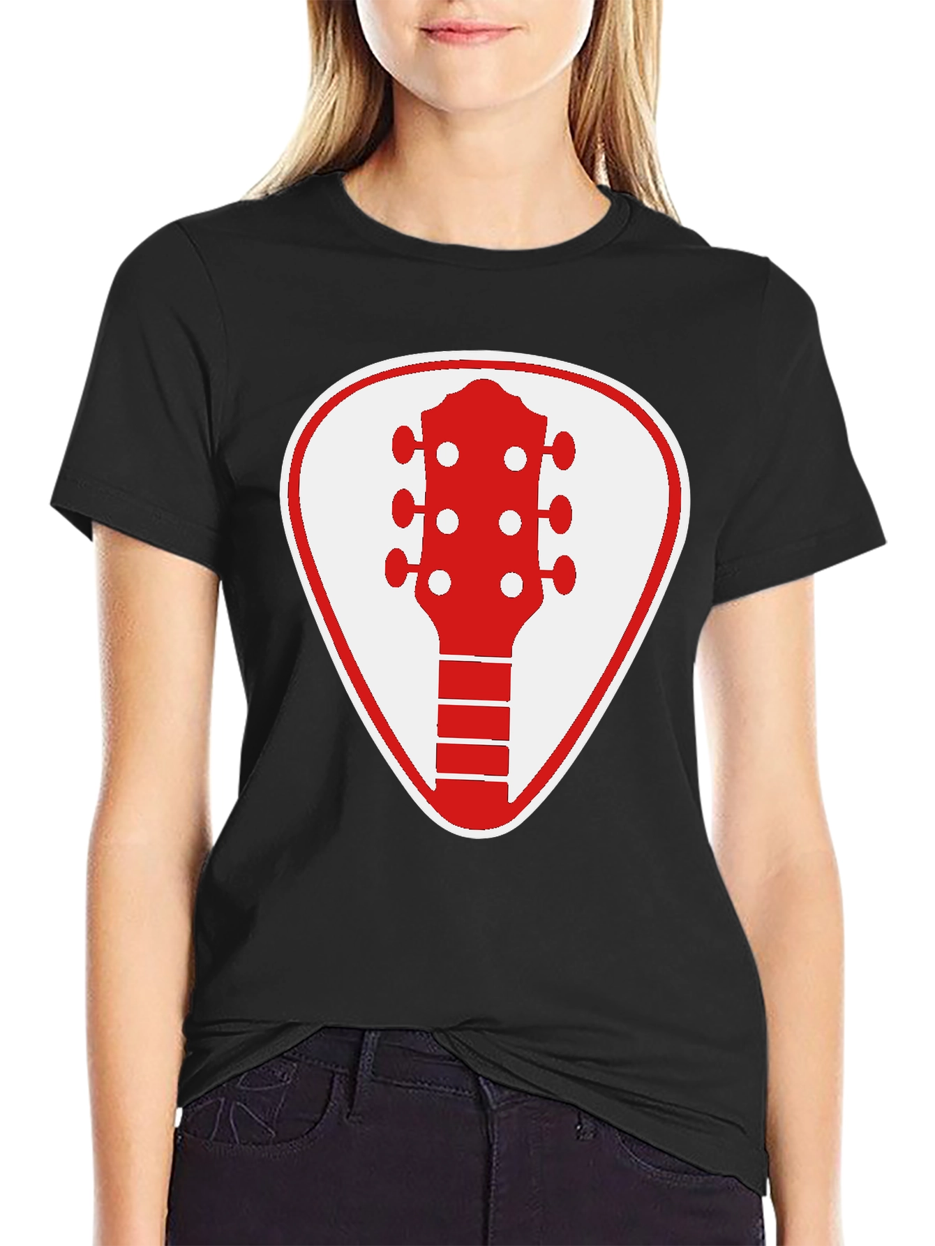 Guitar Pick Graphic Tee - Rocker Style Black Shirt