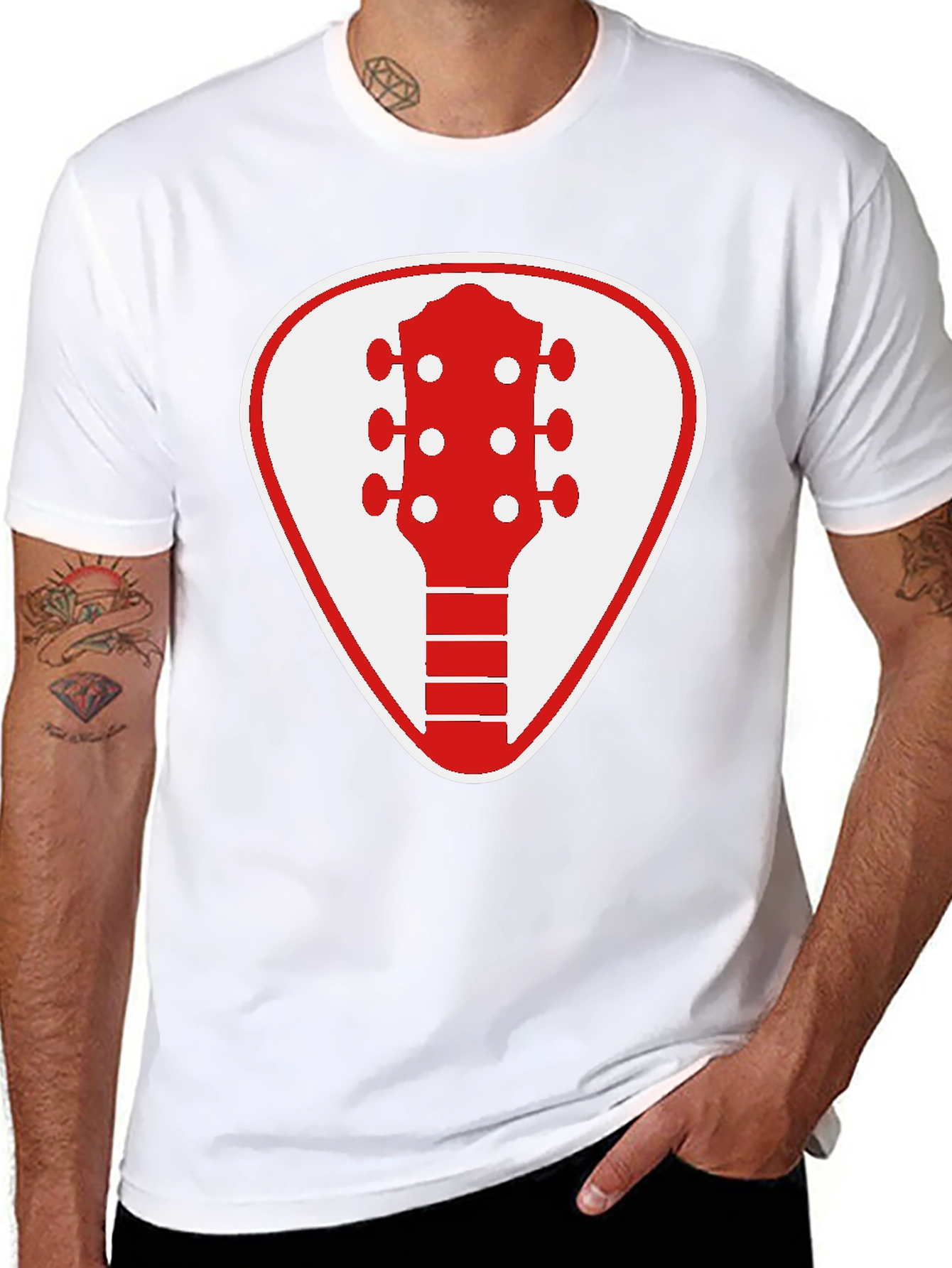 Guitar Pick Graphic Tee - Rocker Style Black Shirt