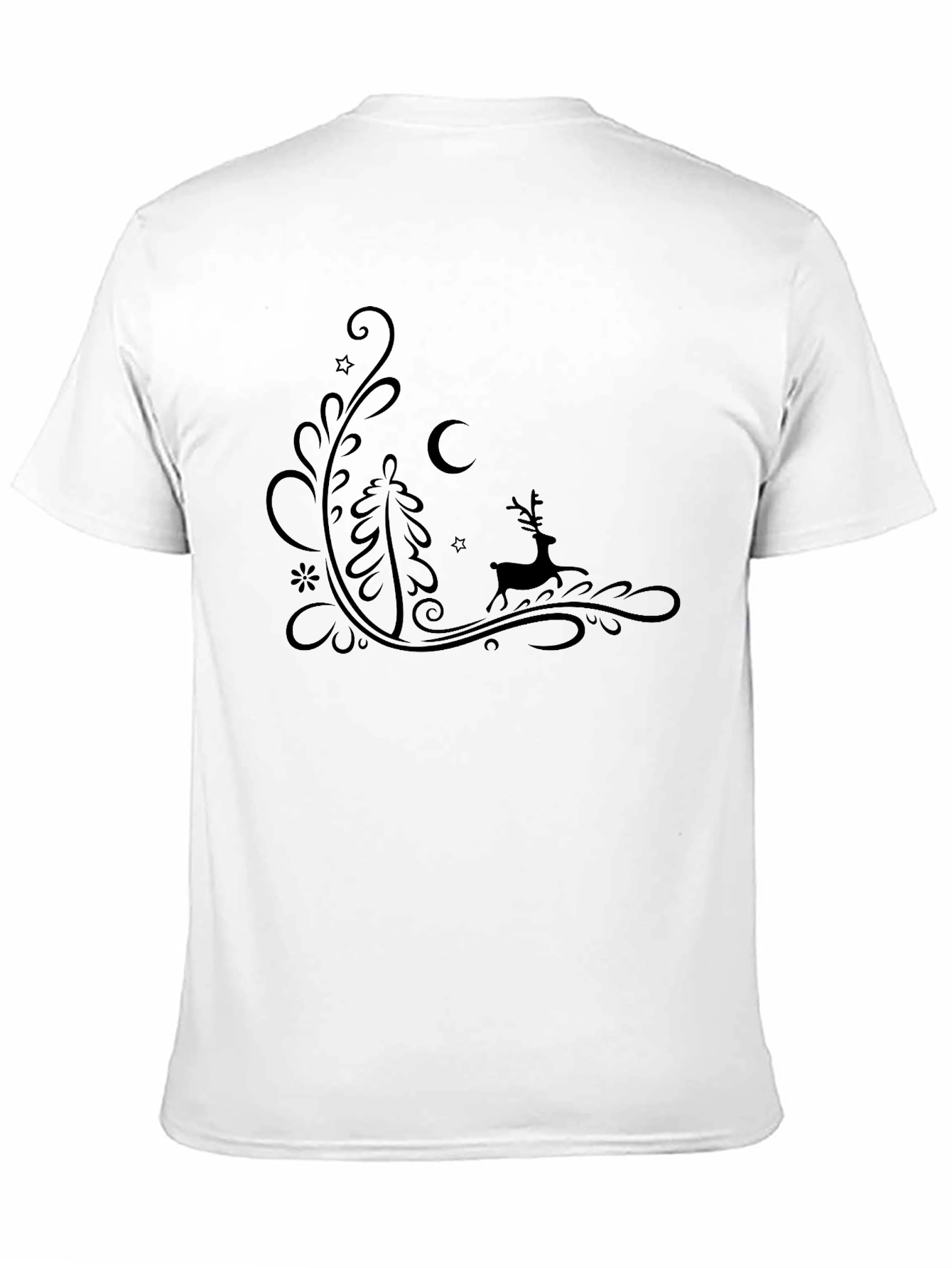 Stylish Black T-Shirt with Winter Holiday Design