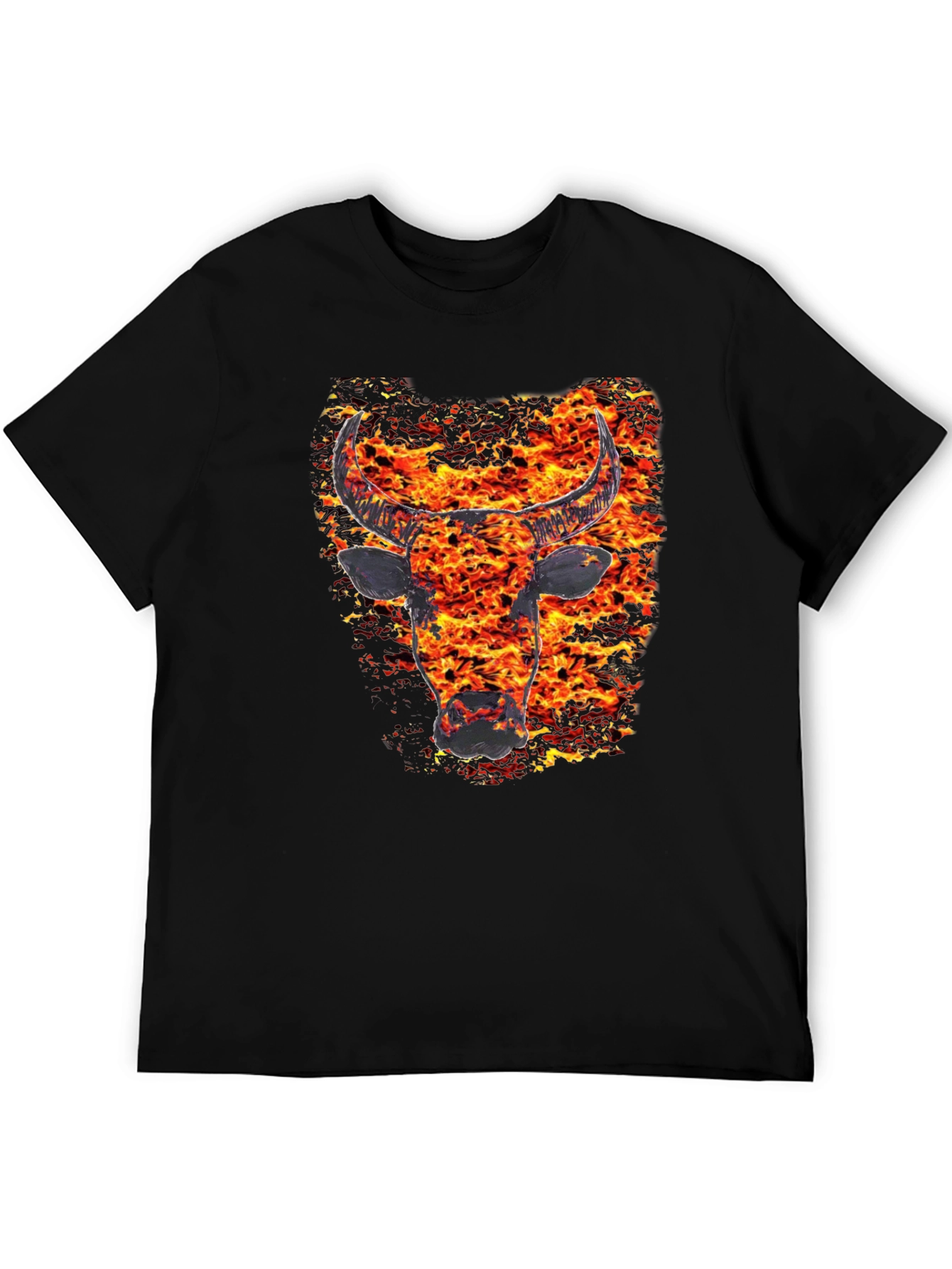 Fiery Bull Graphic Tee - Mens Black T-Shirt