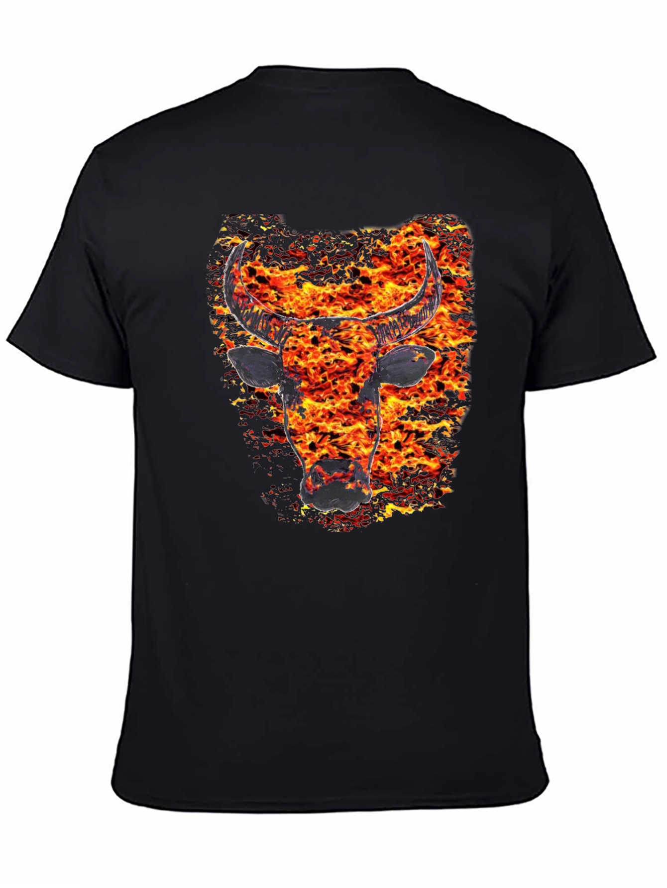 Fiery Bull Graphic Tee - Mens Black T-Shirt