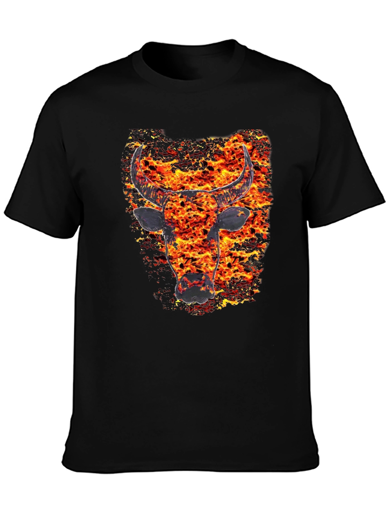 Fiery Bull Graphic Tee - Mens Black T-Shirt