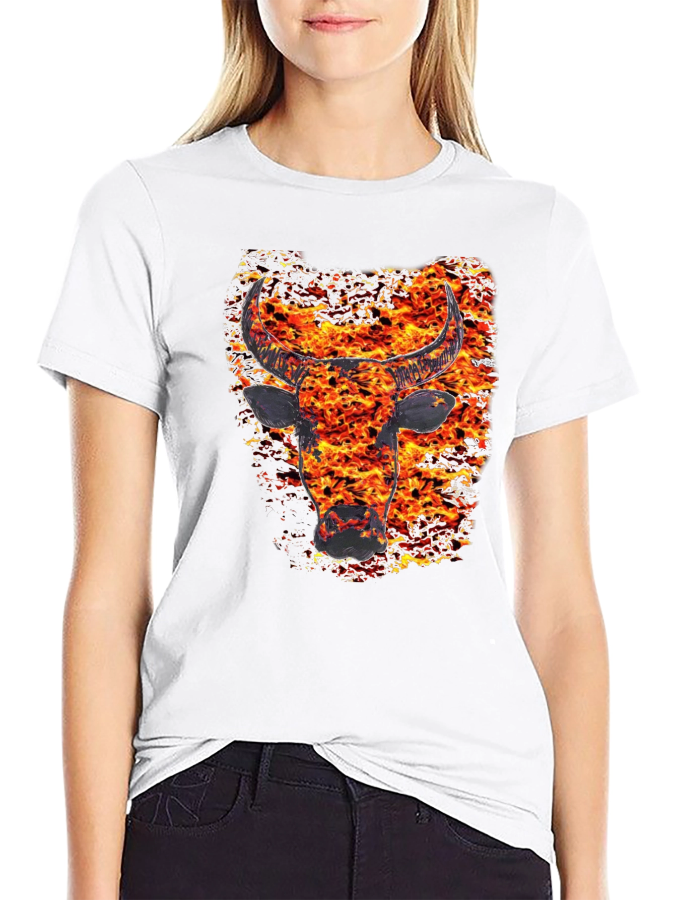 Fiery Bull Graphic Tee - Mens Black T-Shirt