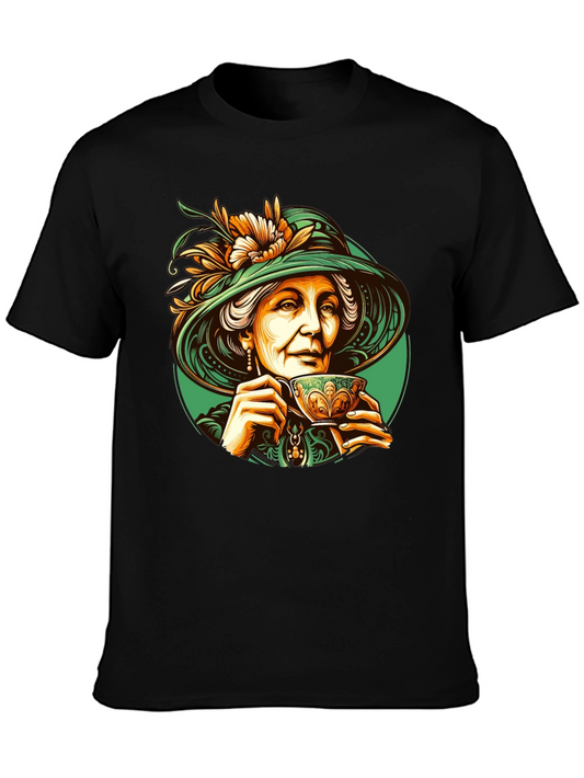 Vintage Tea Lady Graphic Tee - Unique Design
