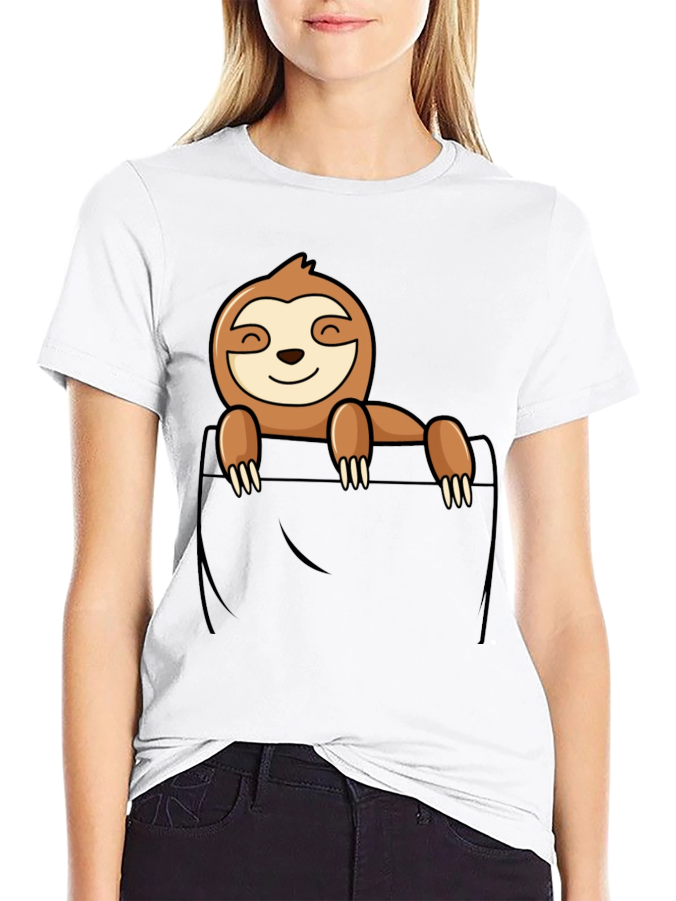 Sloth Pocket T-Shirt - Cute Animal Graphic Tee