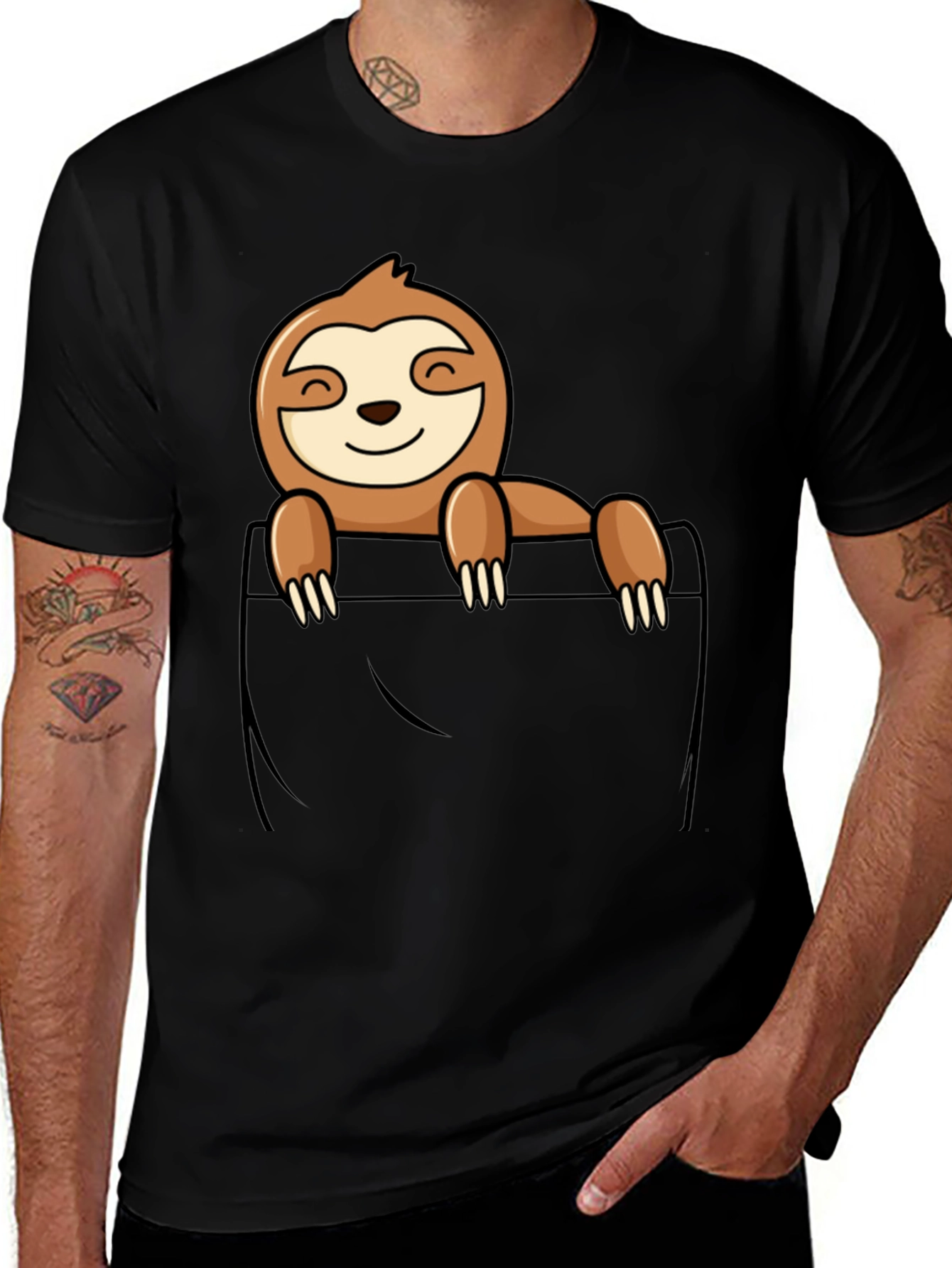 Sloth Pocket T-Shirt - Cute Animal Graphic Tee