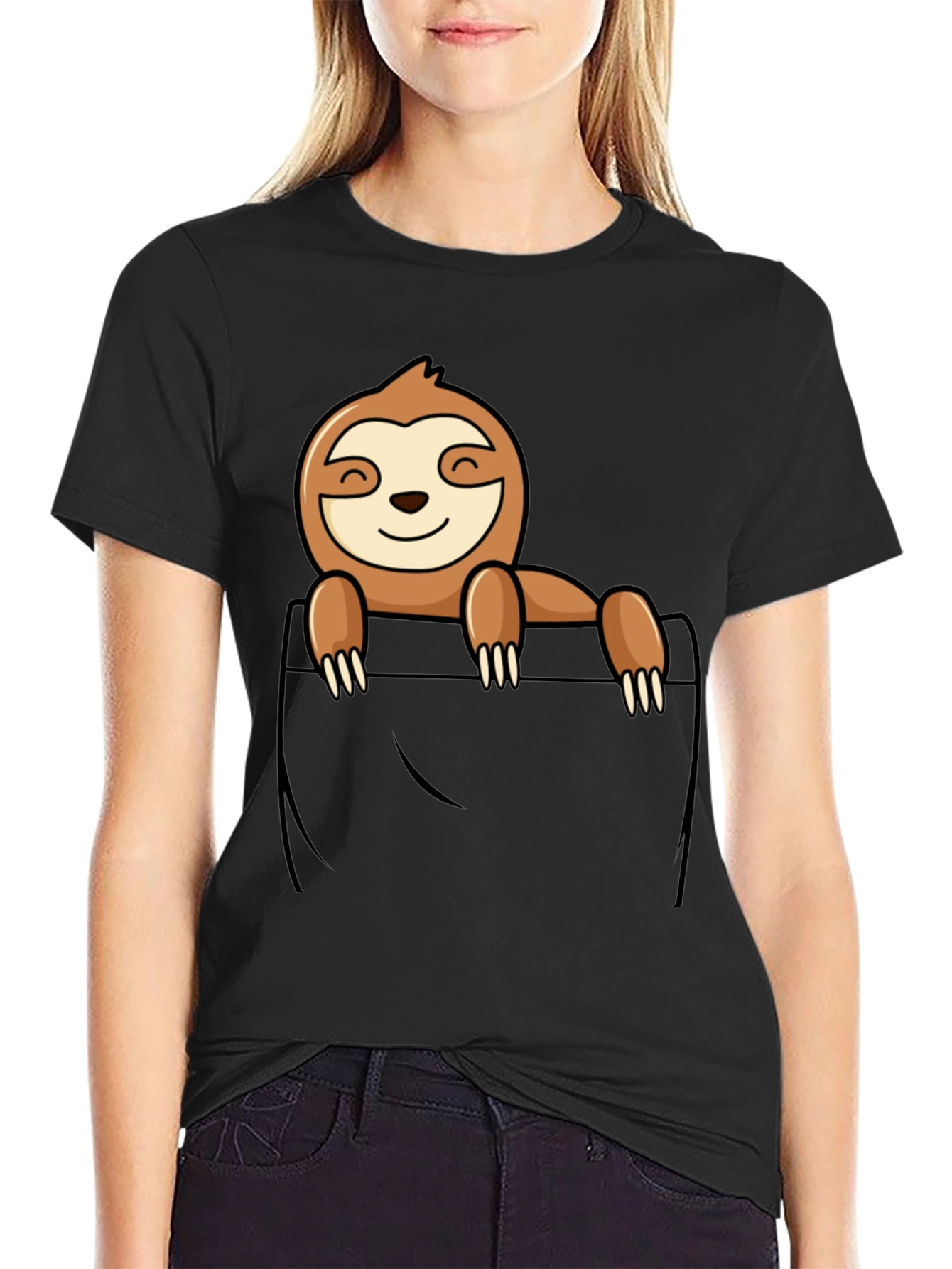 Sloth Pocket T-Shirt - Cute Animal Graphic Tee