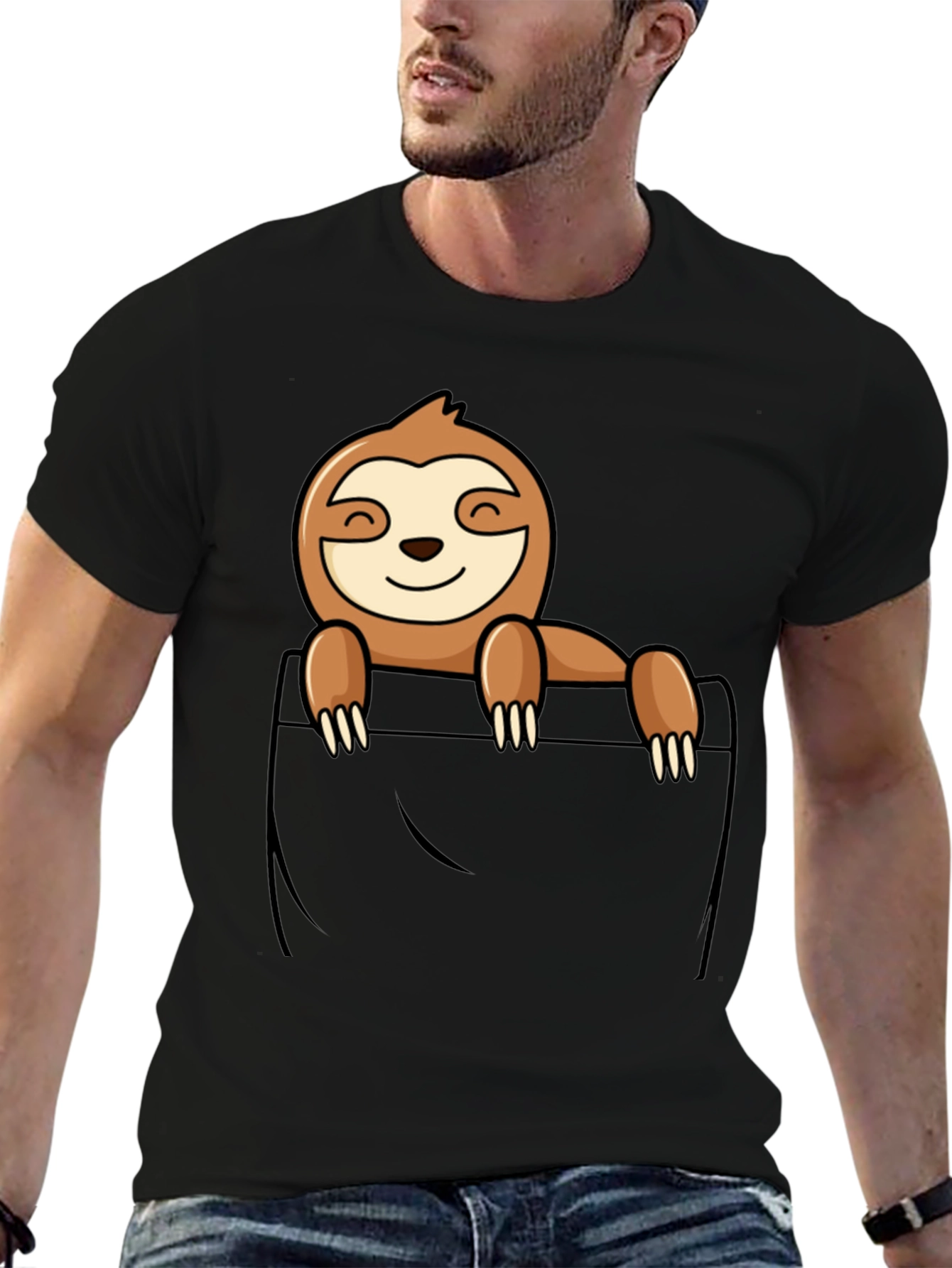 Sloth Pocket T-Shirt - Cute Animal Graphic Tee