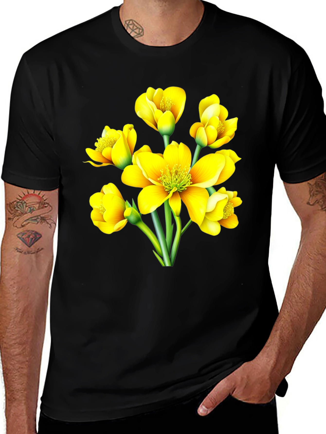 Floral Black T-Shirt