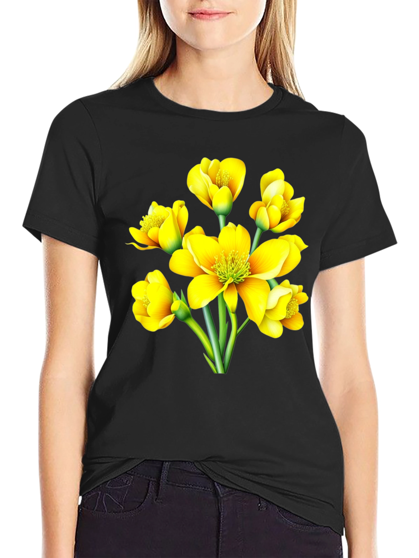 Floral Black T-Shirt