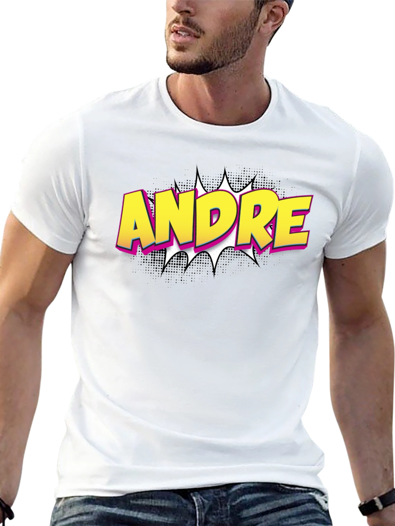 Andre Comic Book Style Black T-Shirt