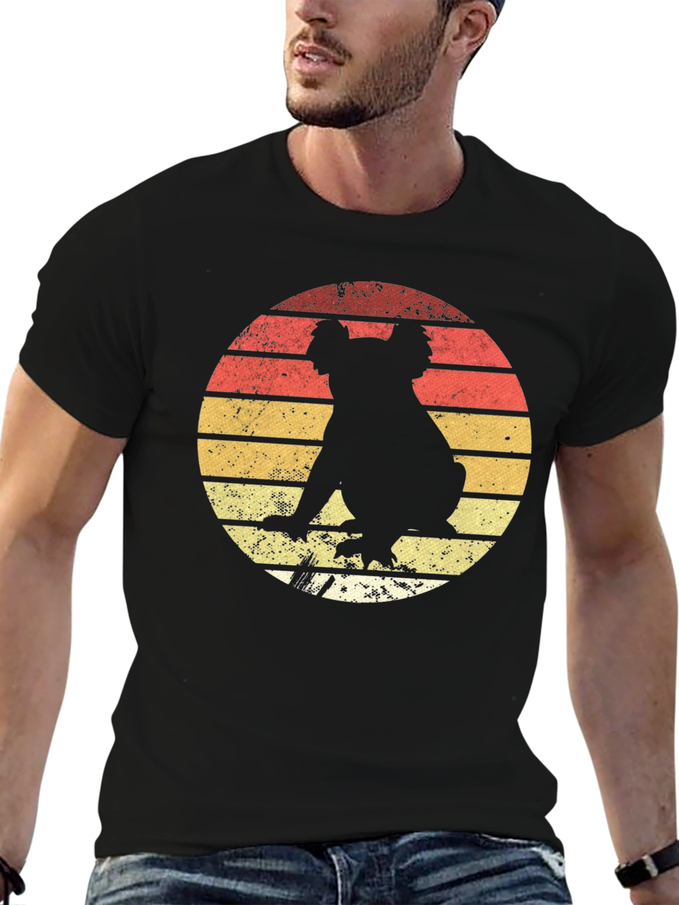 Retro Koala Sunset Graphic Tee - Black