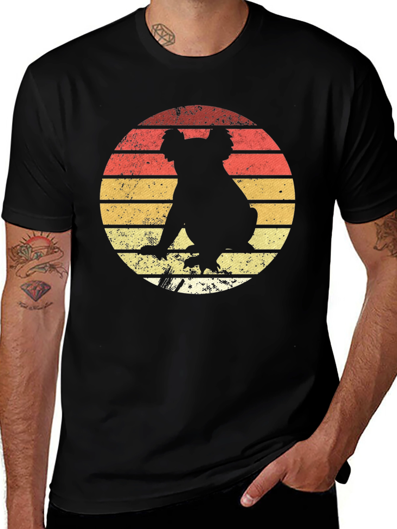 Retro Koala Sunset Graphic Tee - Black
