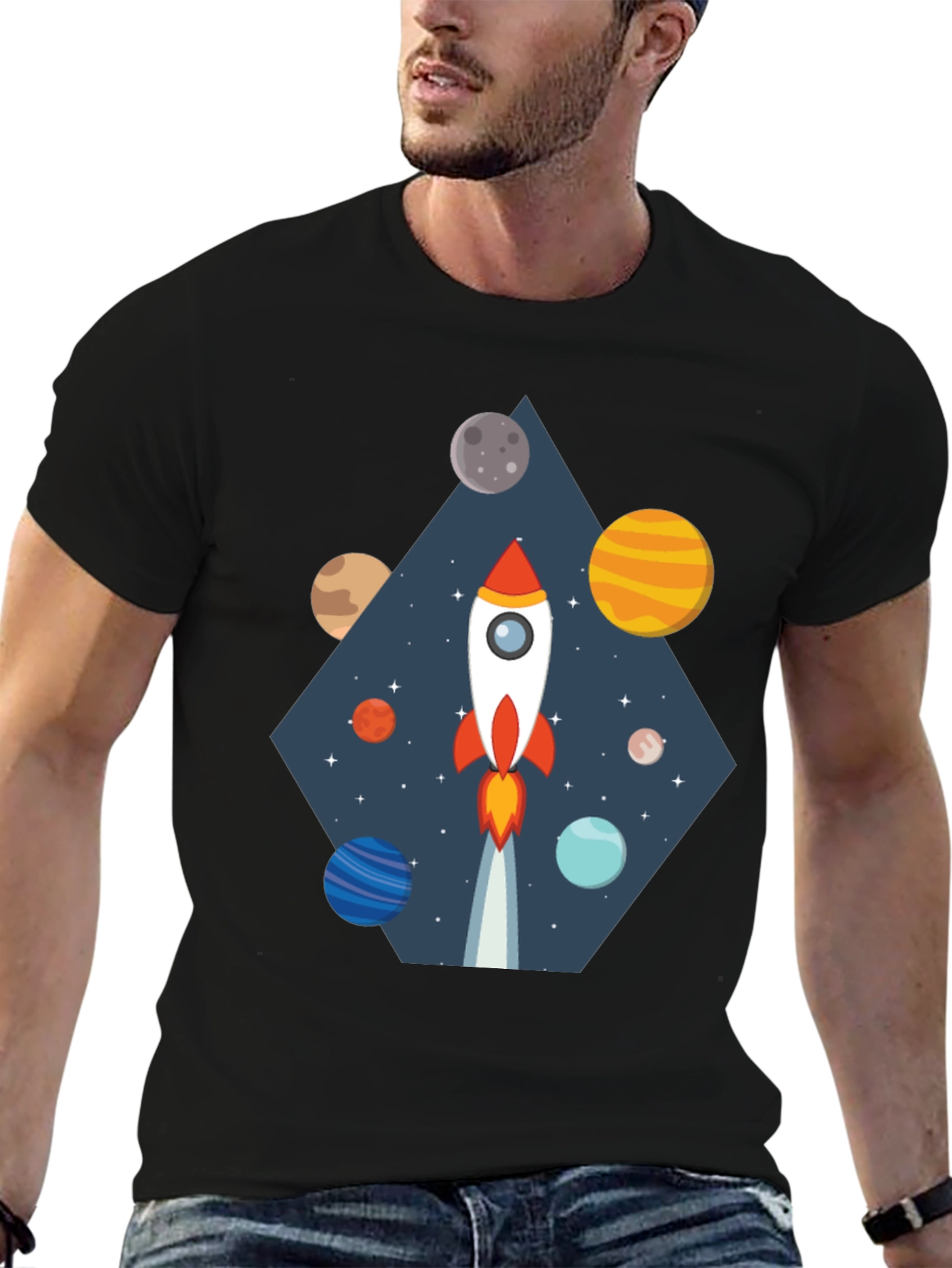 Space Rocket Graphic Tee - Cosmic Adventure Shirt