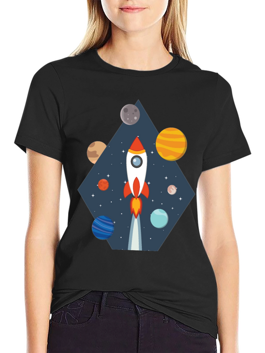 Space Rocket Graphic Tee - Cosmic Adventure Shirt