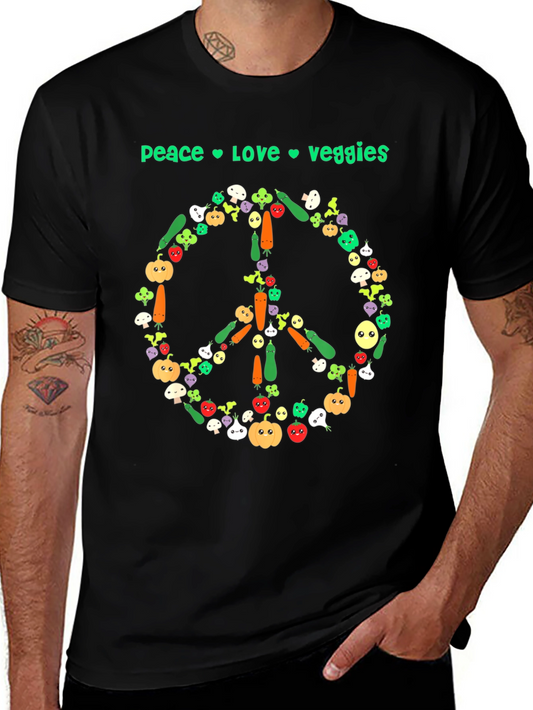 Peace Love Veggies Graphic T-Shirt