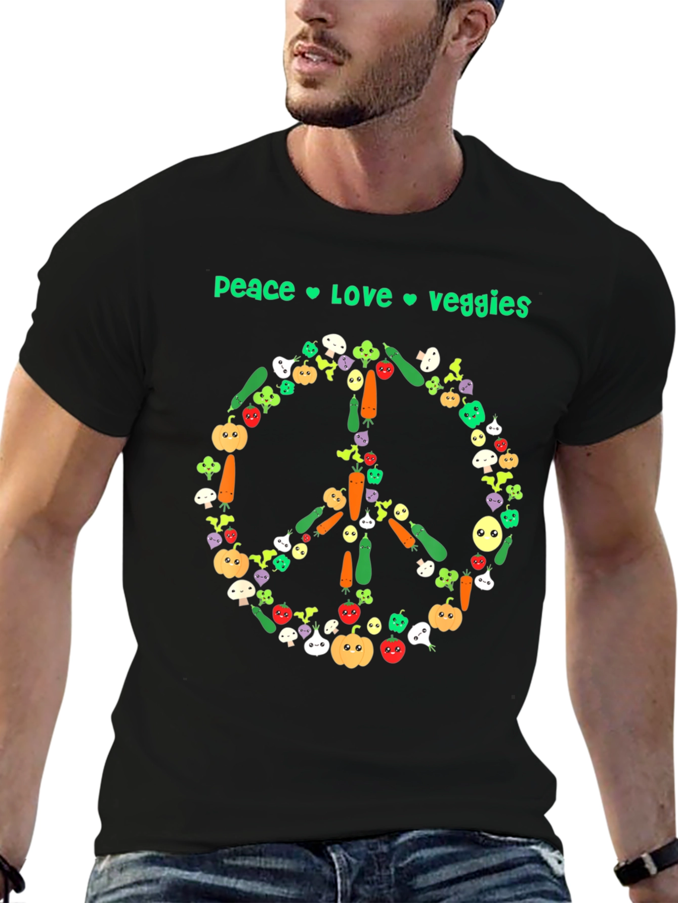 Peace Love Veggies Graphic T-Shirt