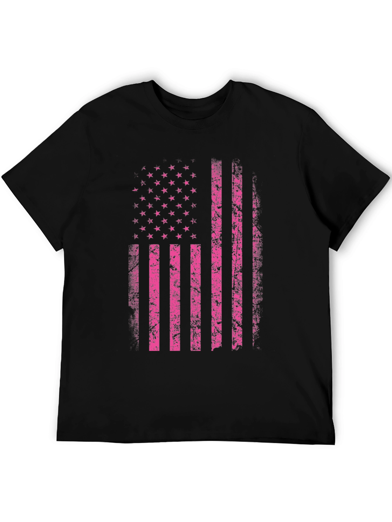 Distressed US Flag Graphic Tee - Black