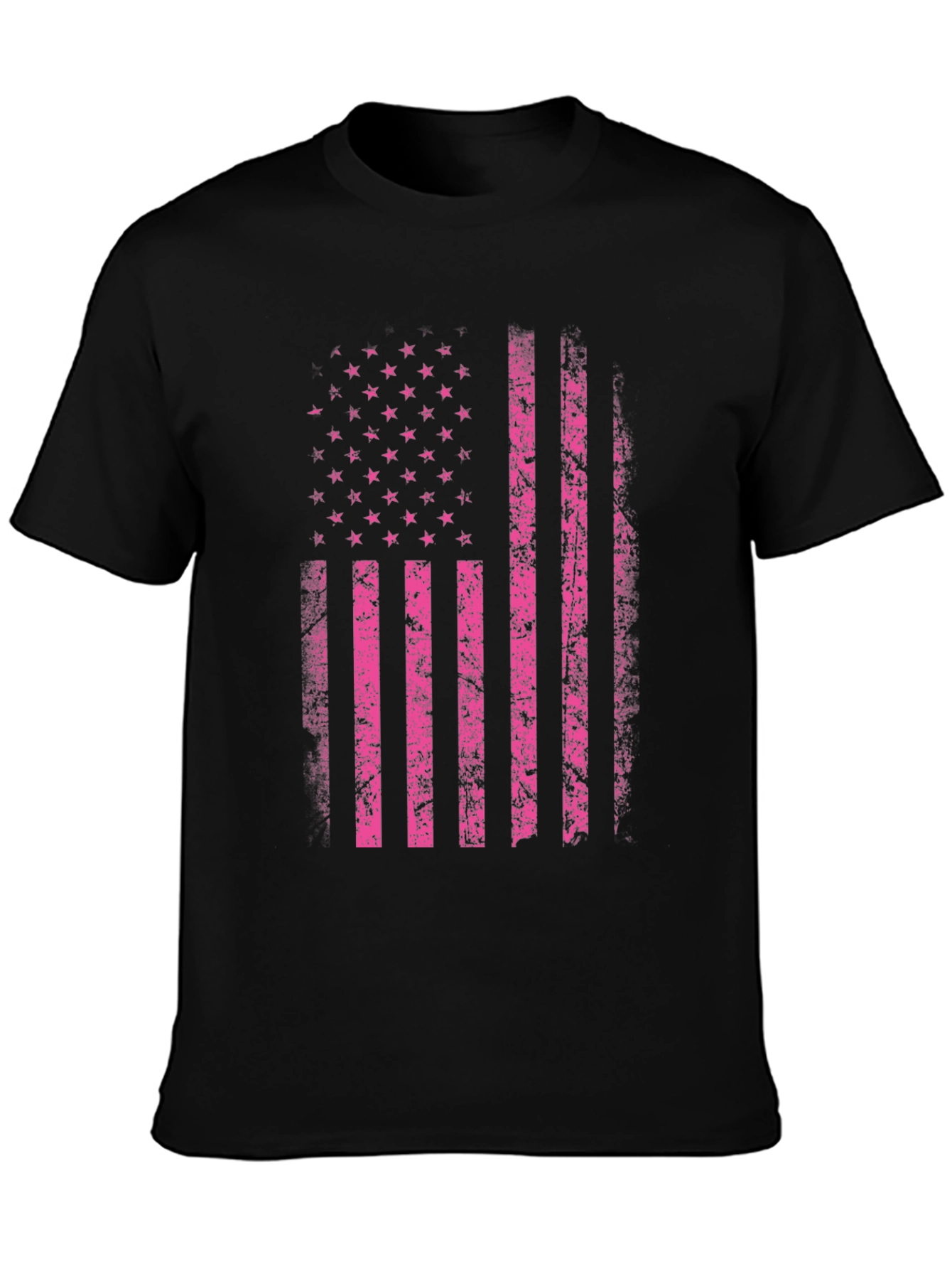 Distressed US Flag Graphic Tee - Black