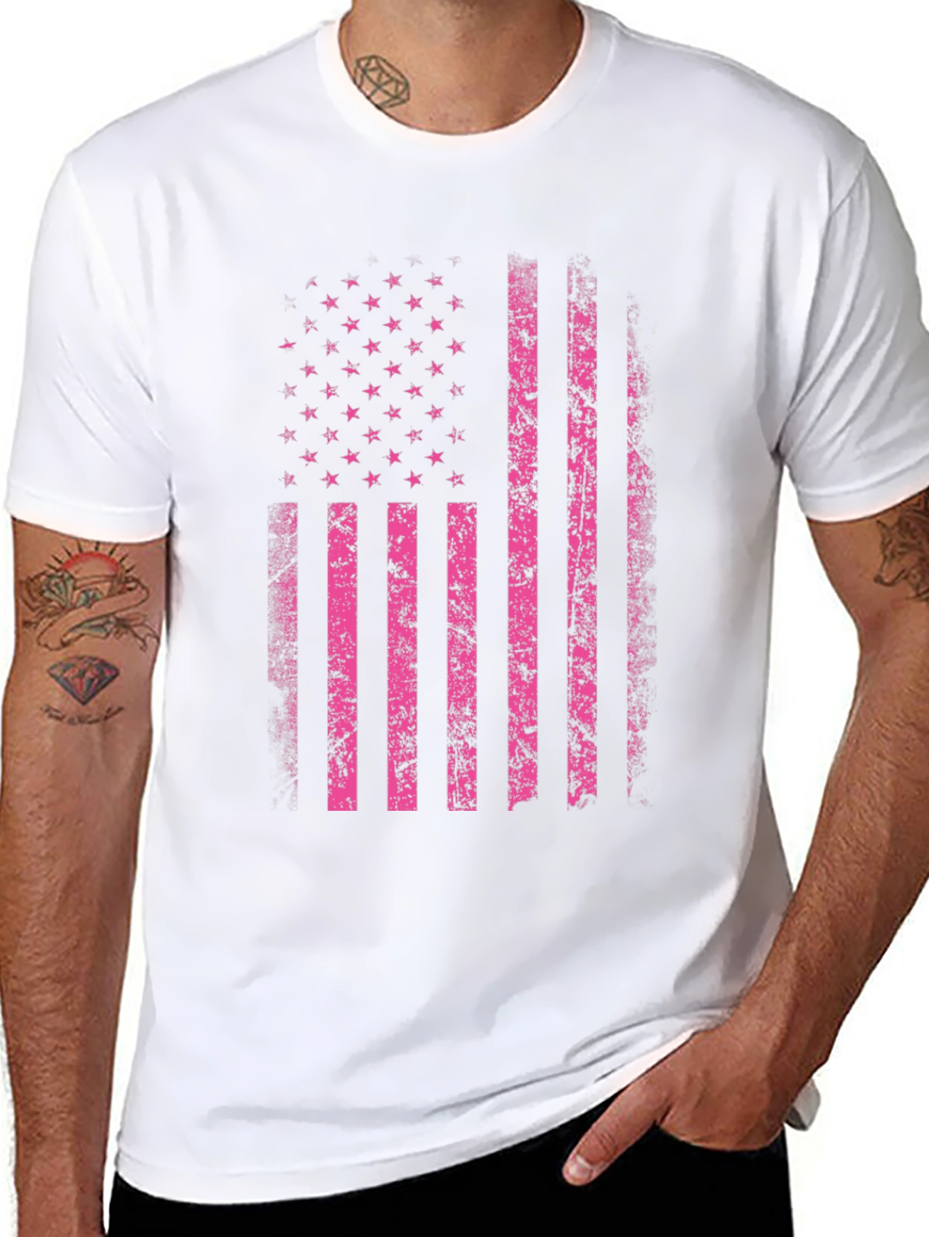 Distressed US Flag Graphic Tee - Black