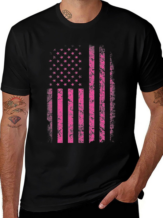 Distressed US Flag Graphic Tee - Black