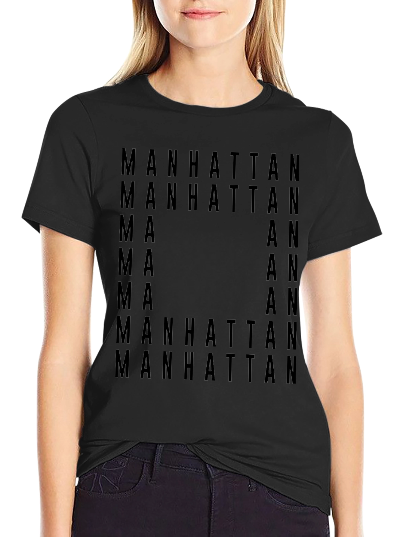 Manhattan Graphic Print Black T-Shirt
