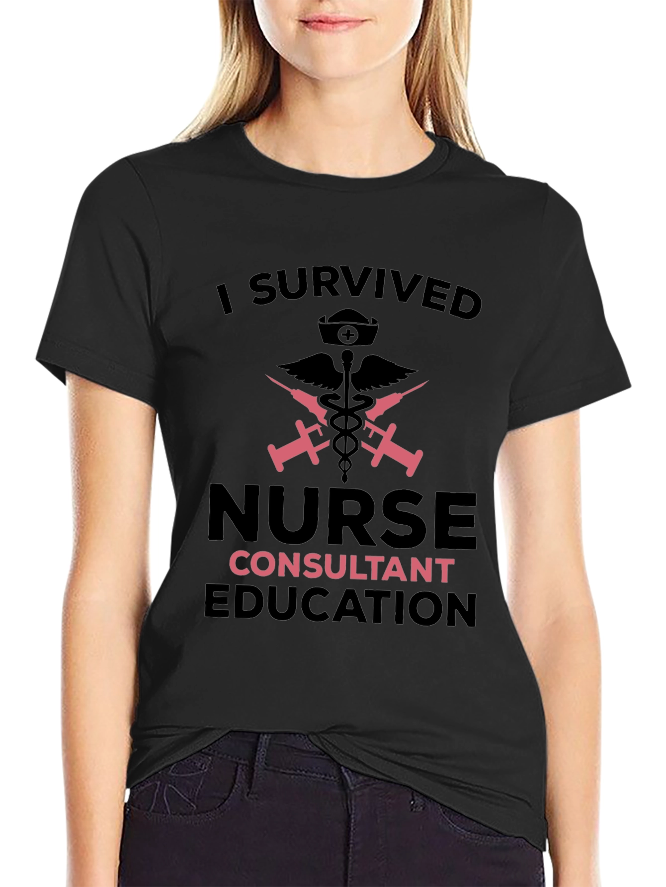 I Survived Nurse Consultant Education Black T-Shirt
