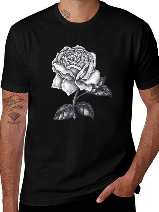 Black Rose Graphic Tee - Stylish Mens Casual Wear