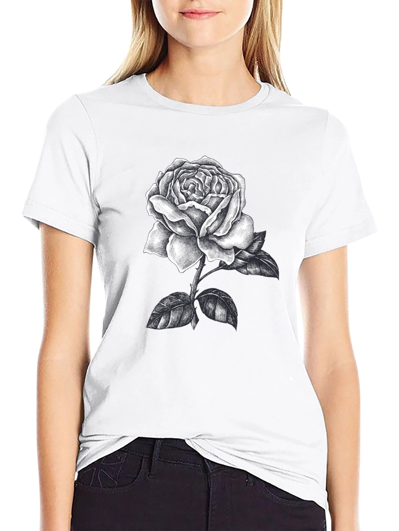 Black Rose Graphic Tee - Stylish Mens Casual Wear