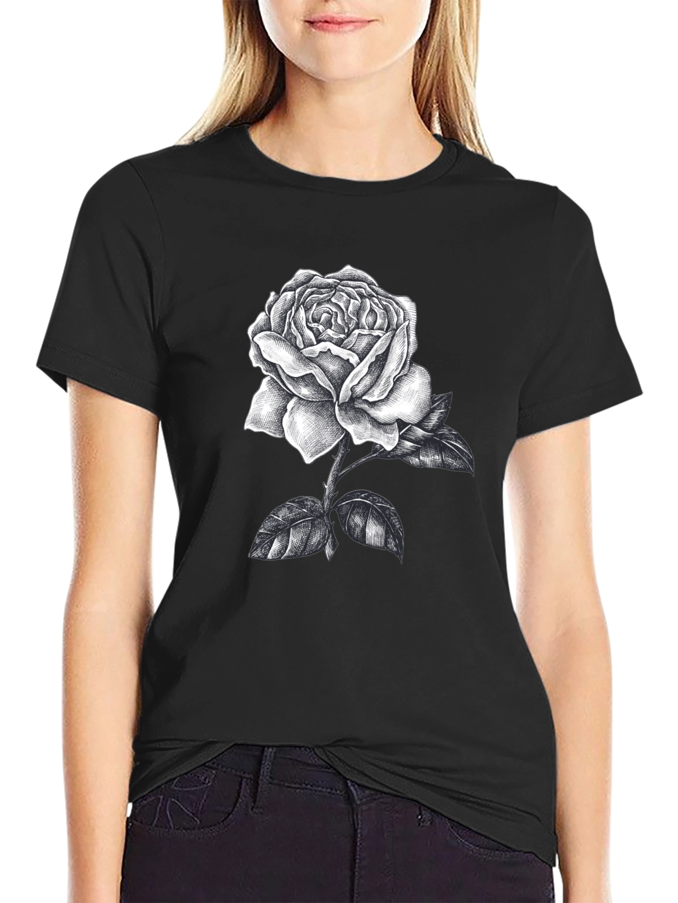 Black Rose Graphic Tee - Stylish Mens Casual Wear