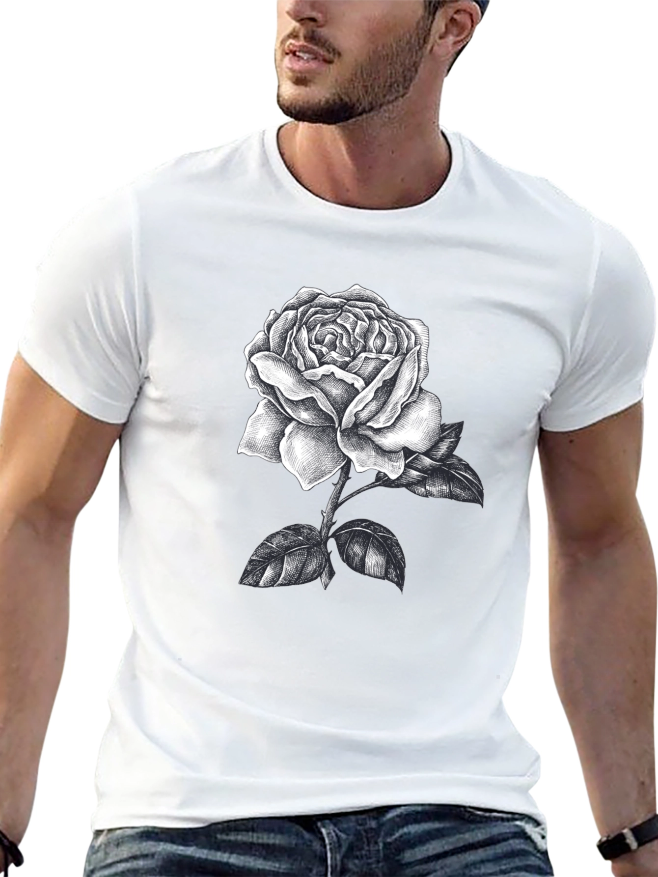 Black Rose Graphic Tee - Stylish Mens Casual Wear