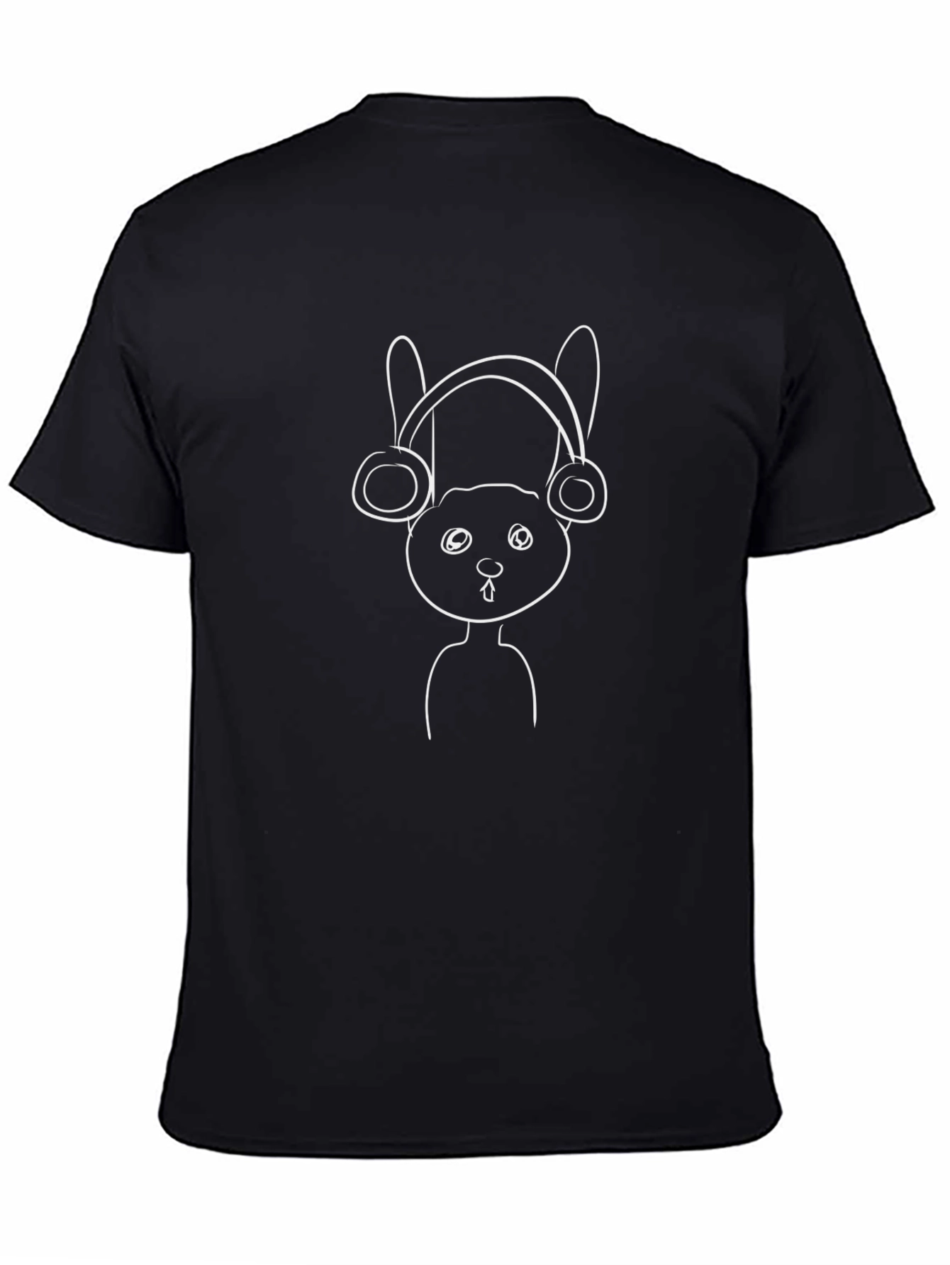 Cool Bunny Headphones Black T-Shirt