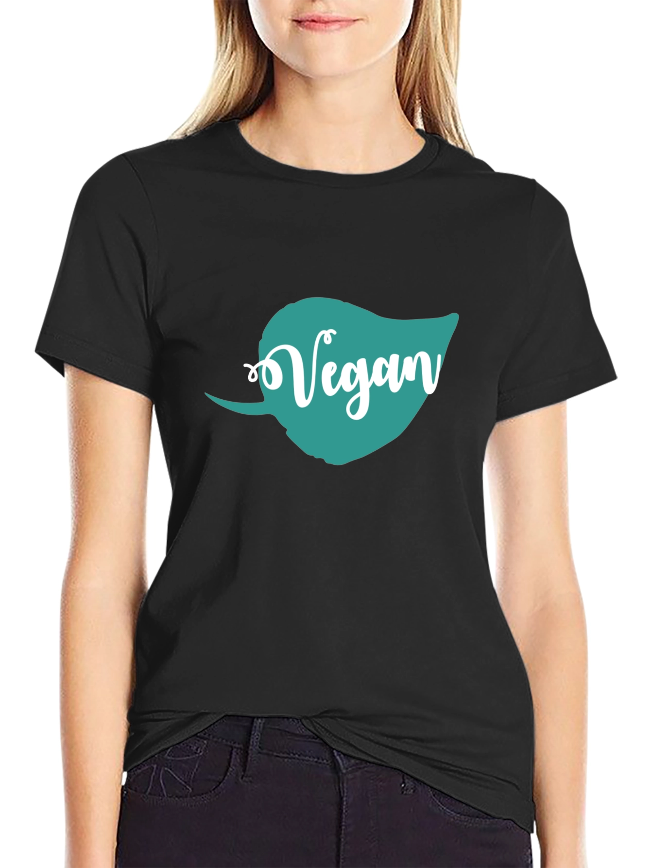 Vegan Leaf Graphic T-Shirt - Unisex Black Tee