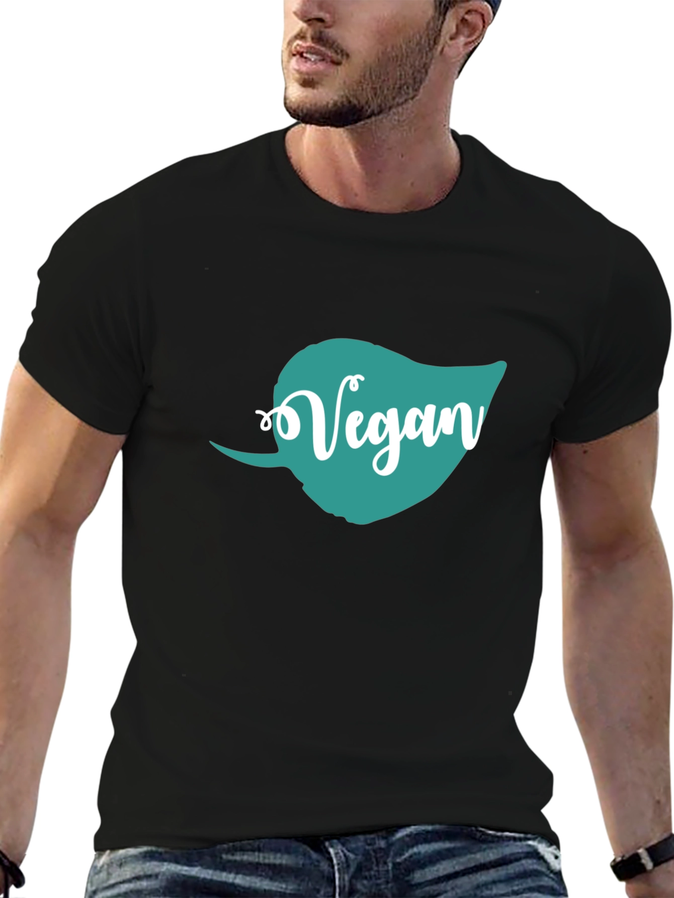 Vegan Leaf Graphic T-Shirt - Unisex Black Tee