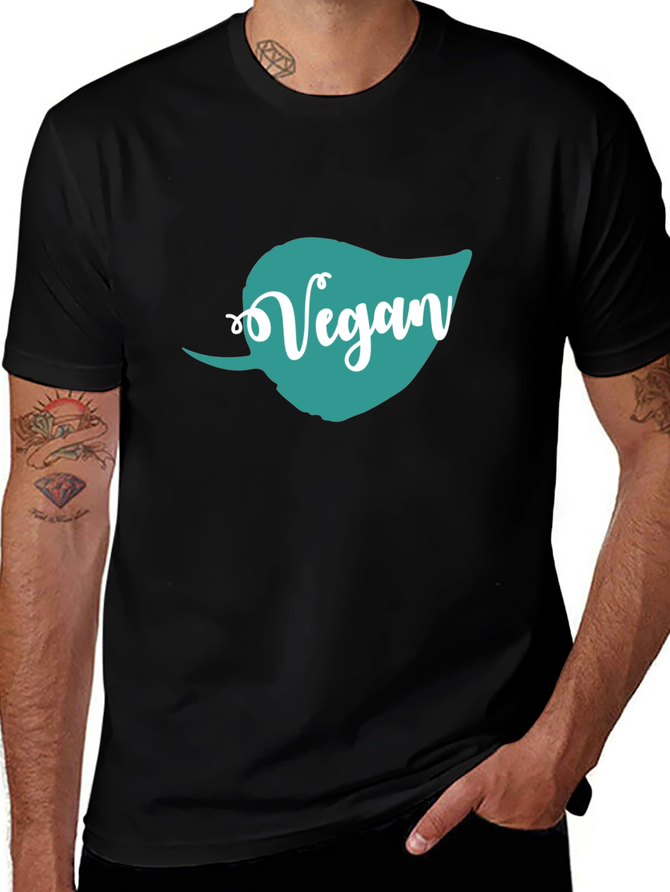 Vegan Leaf Graphic T-Shirt - Unisex Black Tee