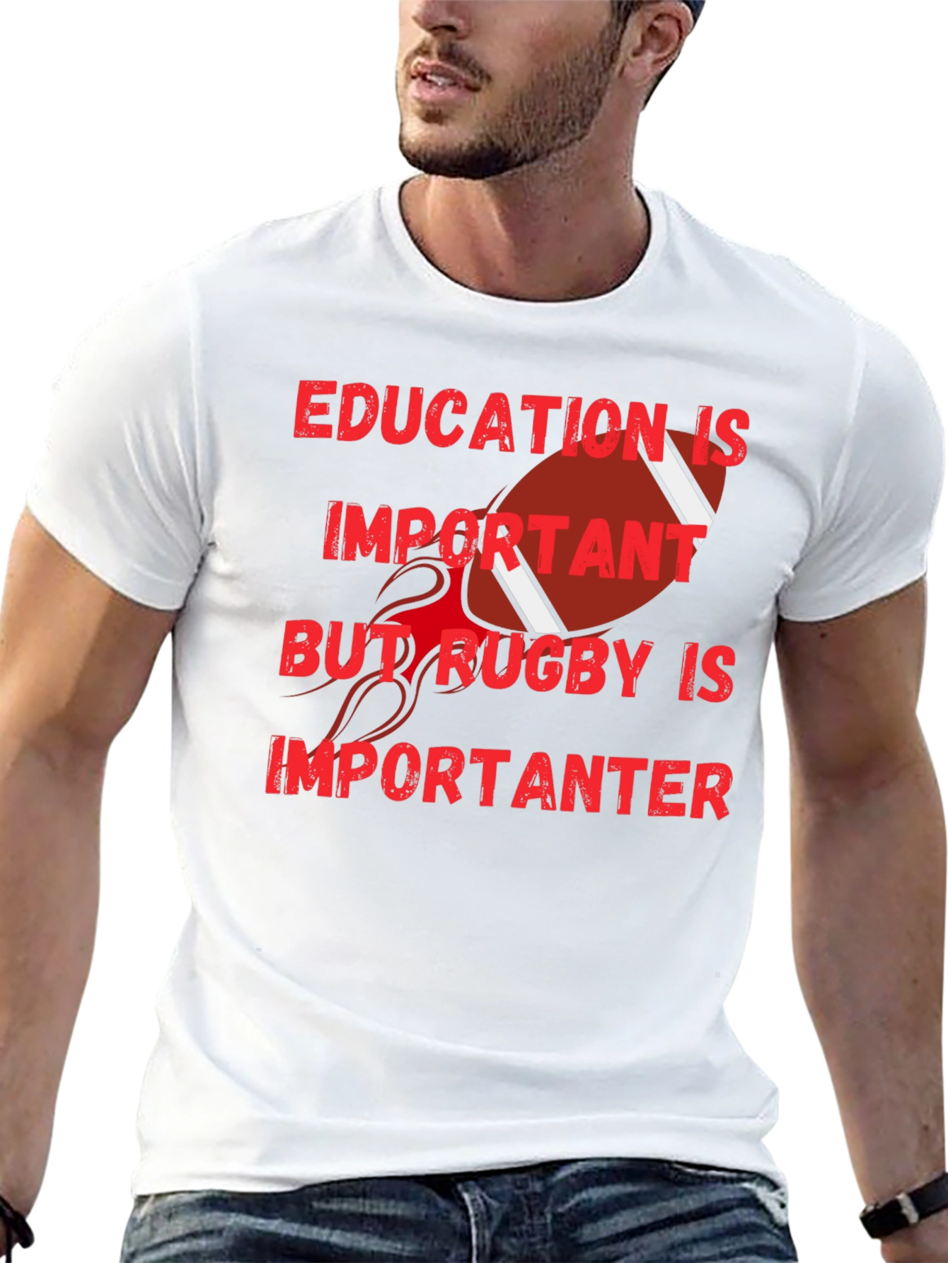 Education Important Rugby More Important Tee