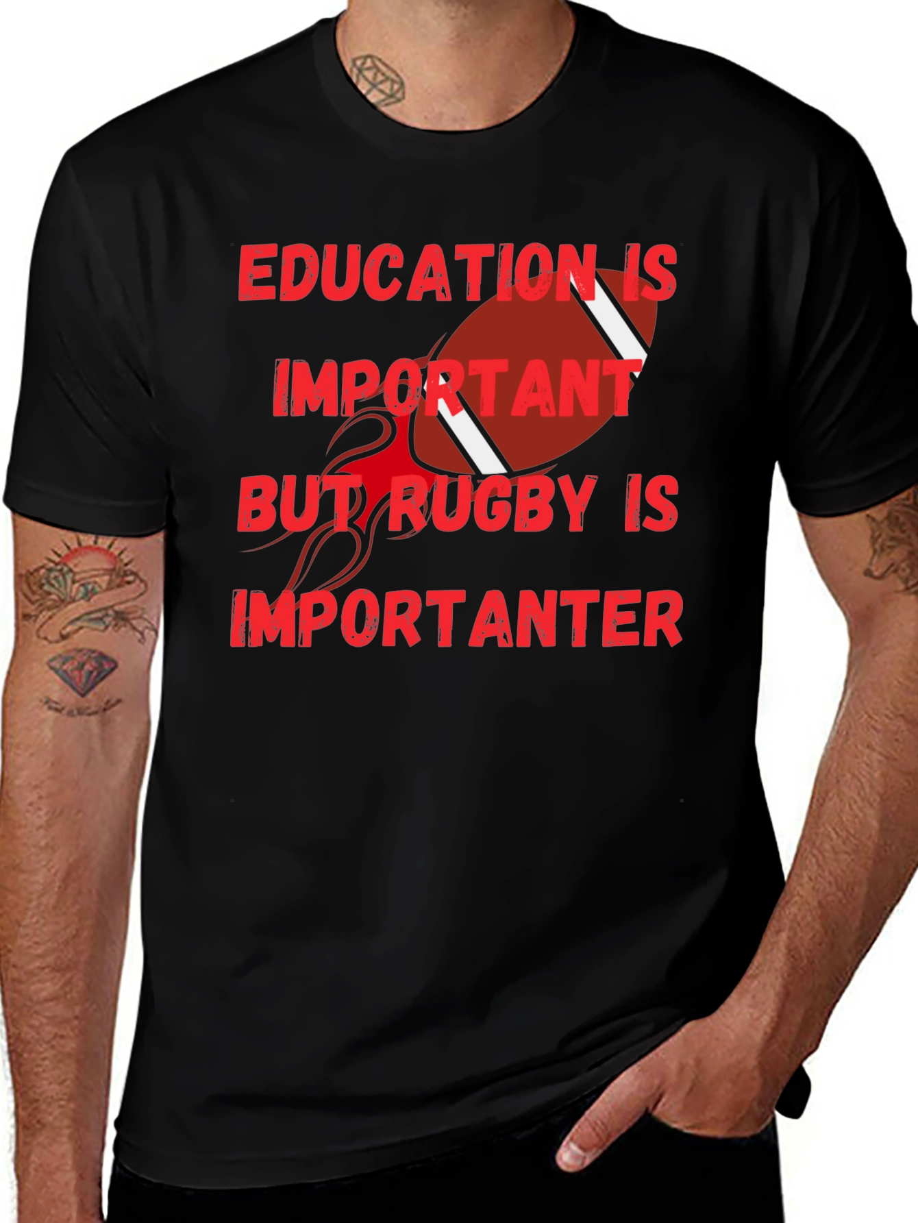 Education Important Rugby More Important Tee