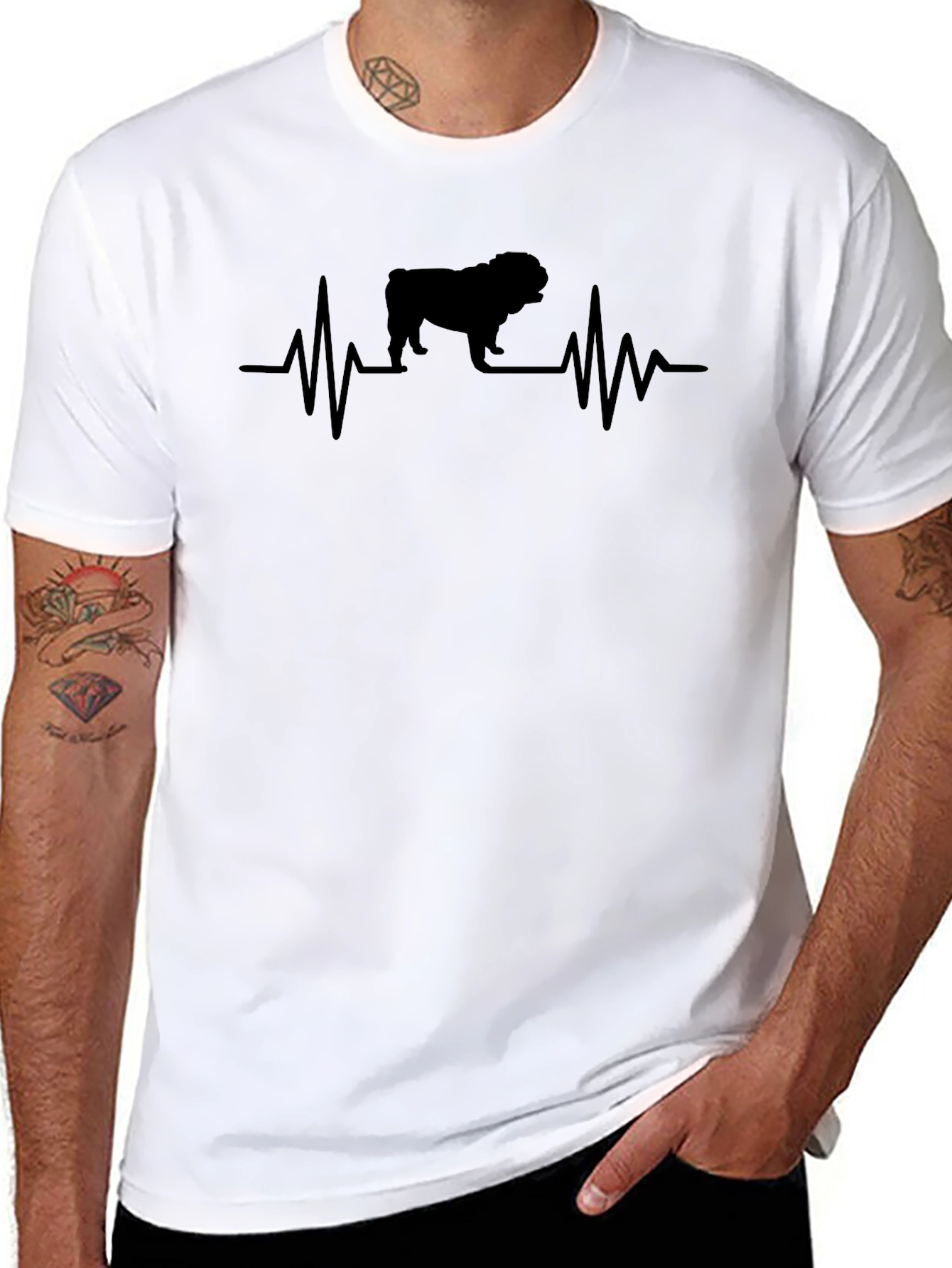 Bulldog Heartbeat Graphic Tee - Black