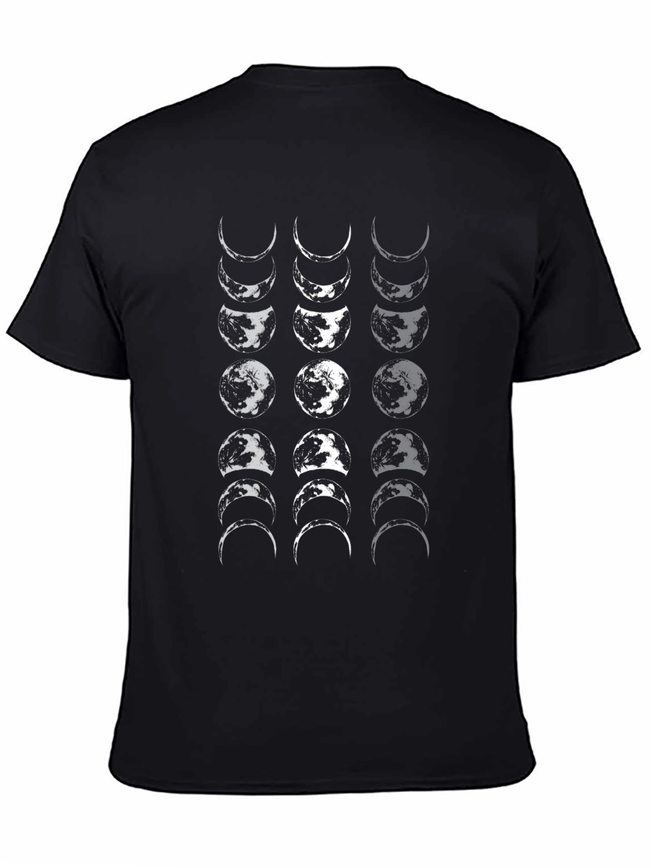 Moon Phases Graphic Print Black T-Shirt