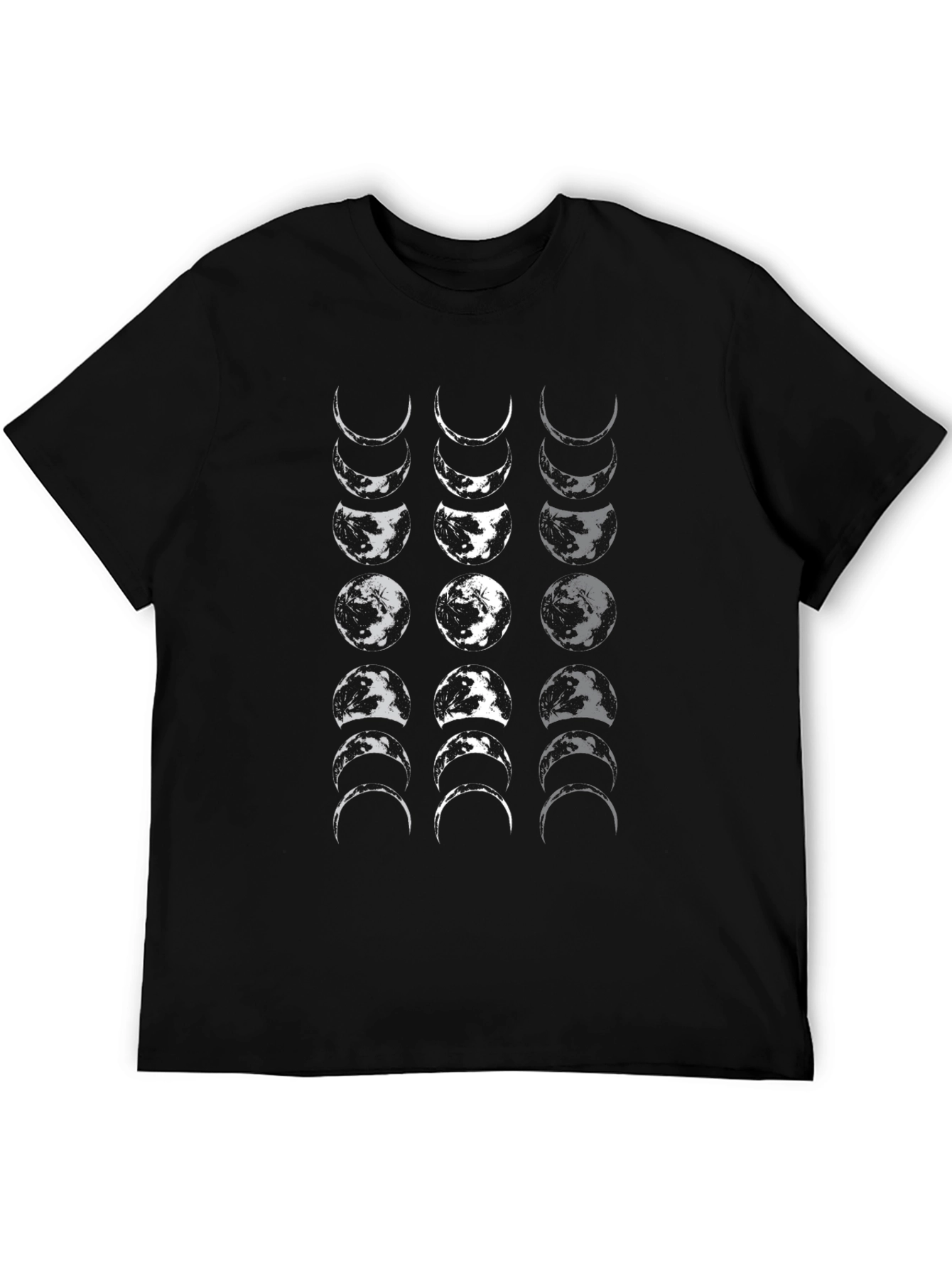 Moon Phases Graphic Print Black T-Shirt