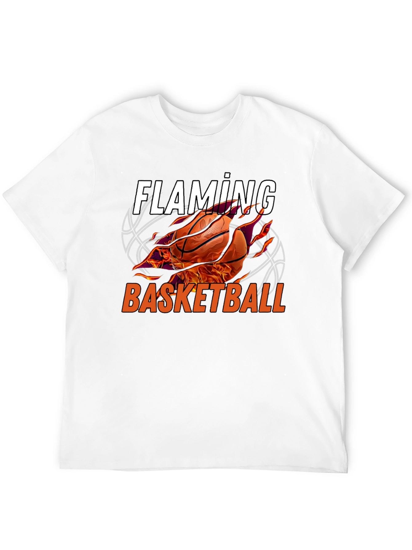 Flaming Basketball Graphic T-Shirt