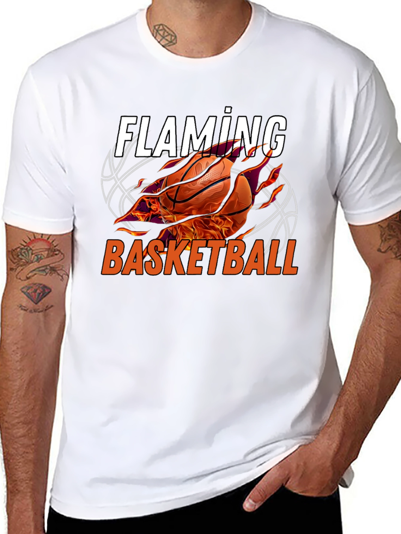 Flaming Basketball Graphic T-Shirt