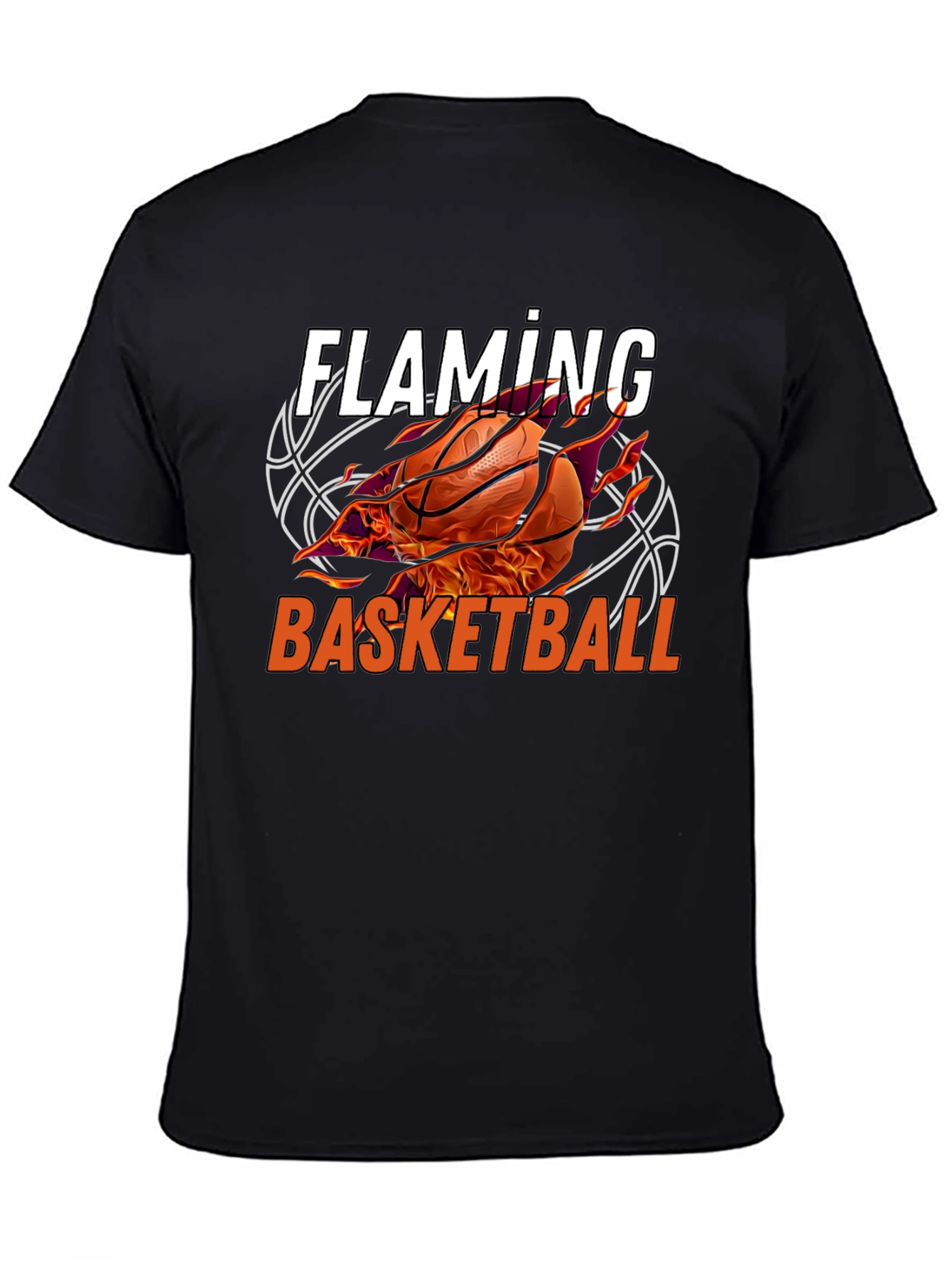 Flaming Basketball Graphic T-Shirt
