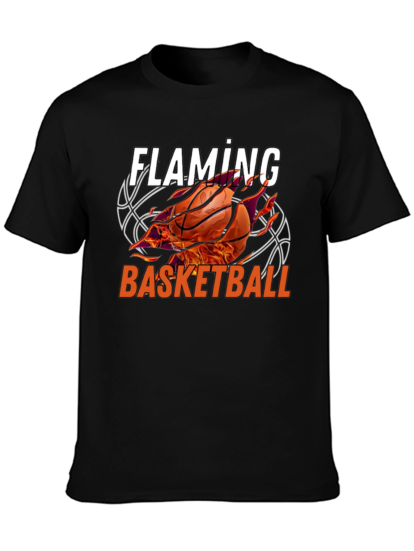 Flaming Basketball Graphic T-Shirt