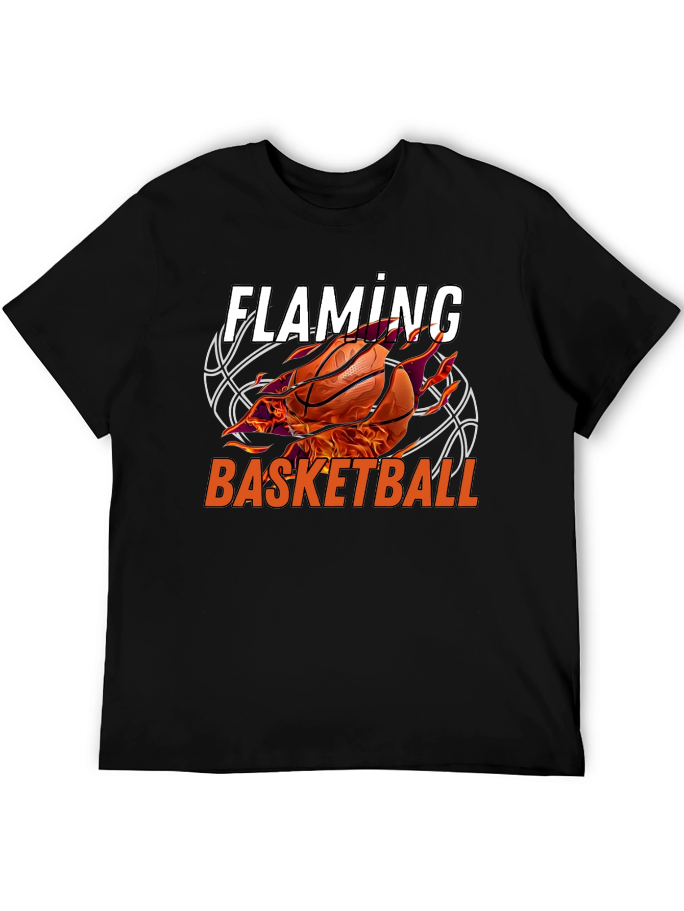 Flaming Basketball Graphic T-Shirt