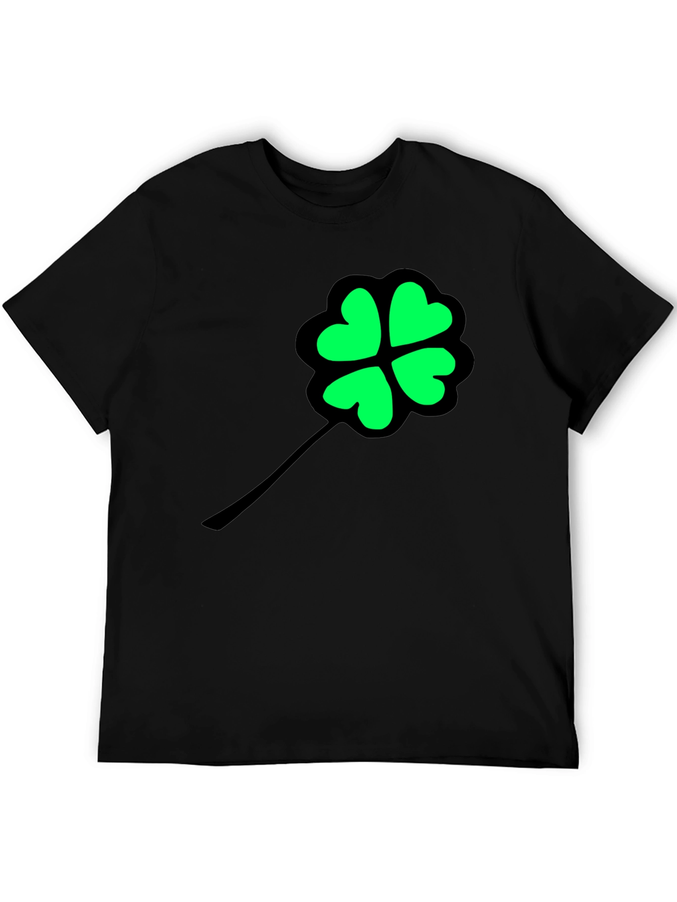 Lucky Clover Graphic Tee - Black Cotton T-Shirt